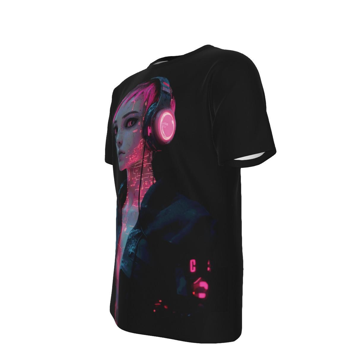 Cyberpunk Girl T-Shirt - Rave Techno Apparel - Berlin Unisex Tee - Underground Clubbing Shirt - Headphones Design