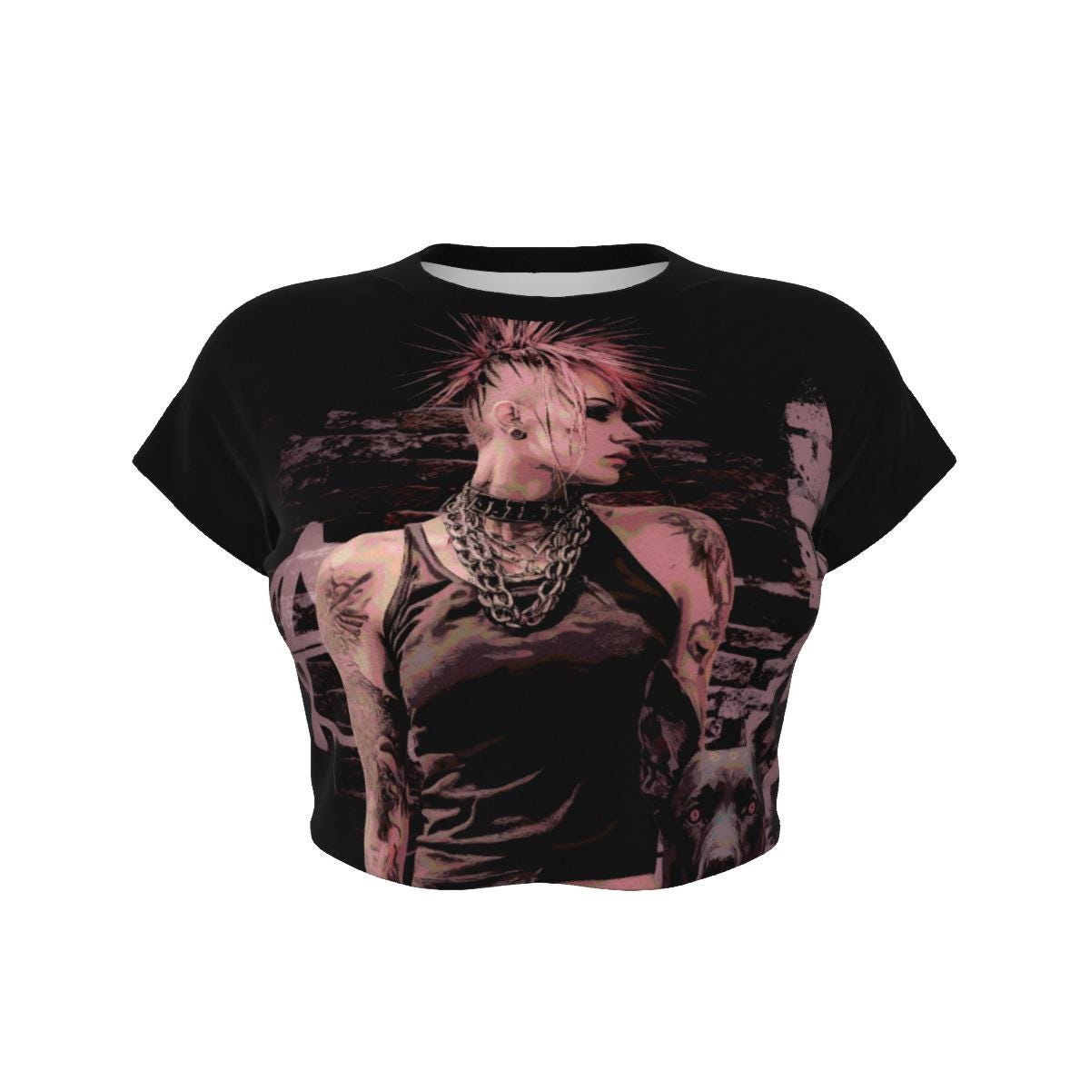 Punk Girl Cropped Raglan T-Shirt - Berlin Graffiti Inspired - Cool Tee - Casual Wear - Unique Design