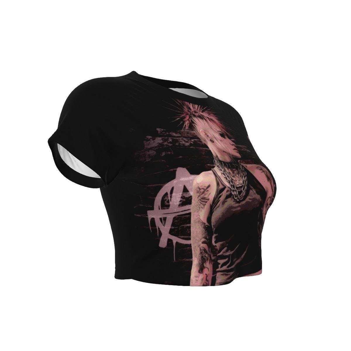 Punk Girl Cropped Raglan T-Shirt - Berlin Graffiti Inspired - Cool Tee - Casual Wear - Unique Design
