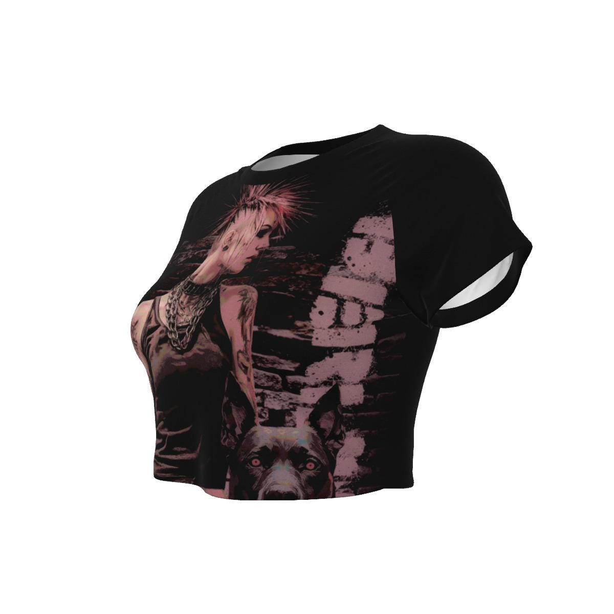 Punk Girl Cropped Raglan T-Shirt - Berlin Graffiti Inspired - Cool Tee - Casual Wear - Unique Design