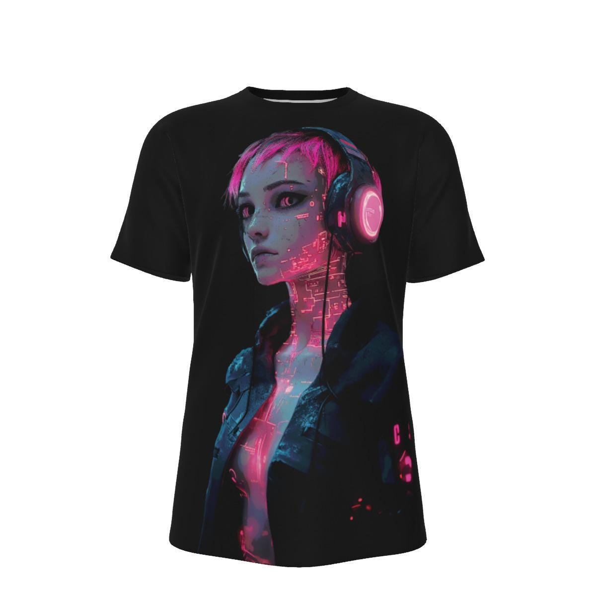 Cyberpunk Girl T-Shirt - Rave Techno Apparel - Berlin Unisex Tee - Underground Clubbing Shirt - Headphones Design