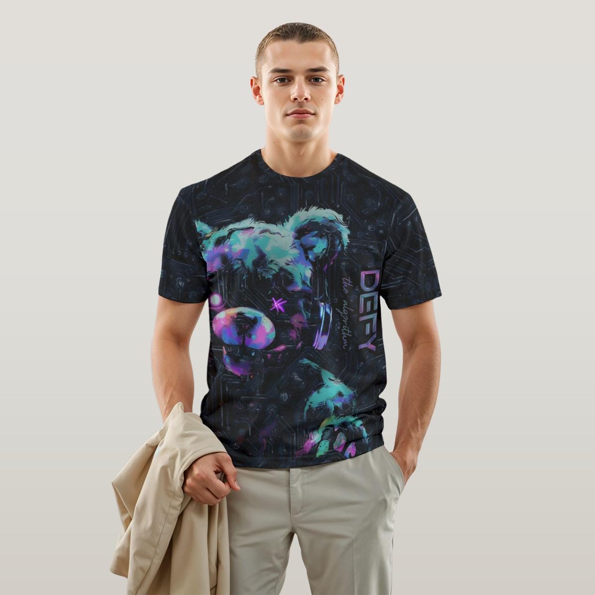 Techno Bear Festival T-shirt - Defy the Algorithm Shirt - Unisex EDM Tee - Cotton Festival Outfit - Party Wear