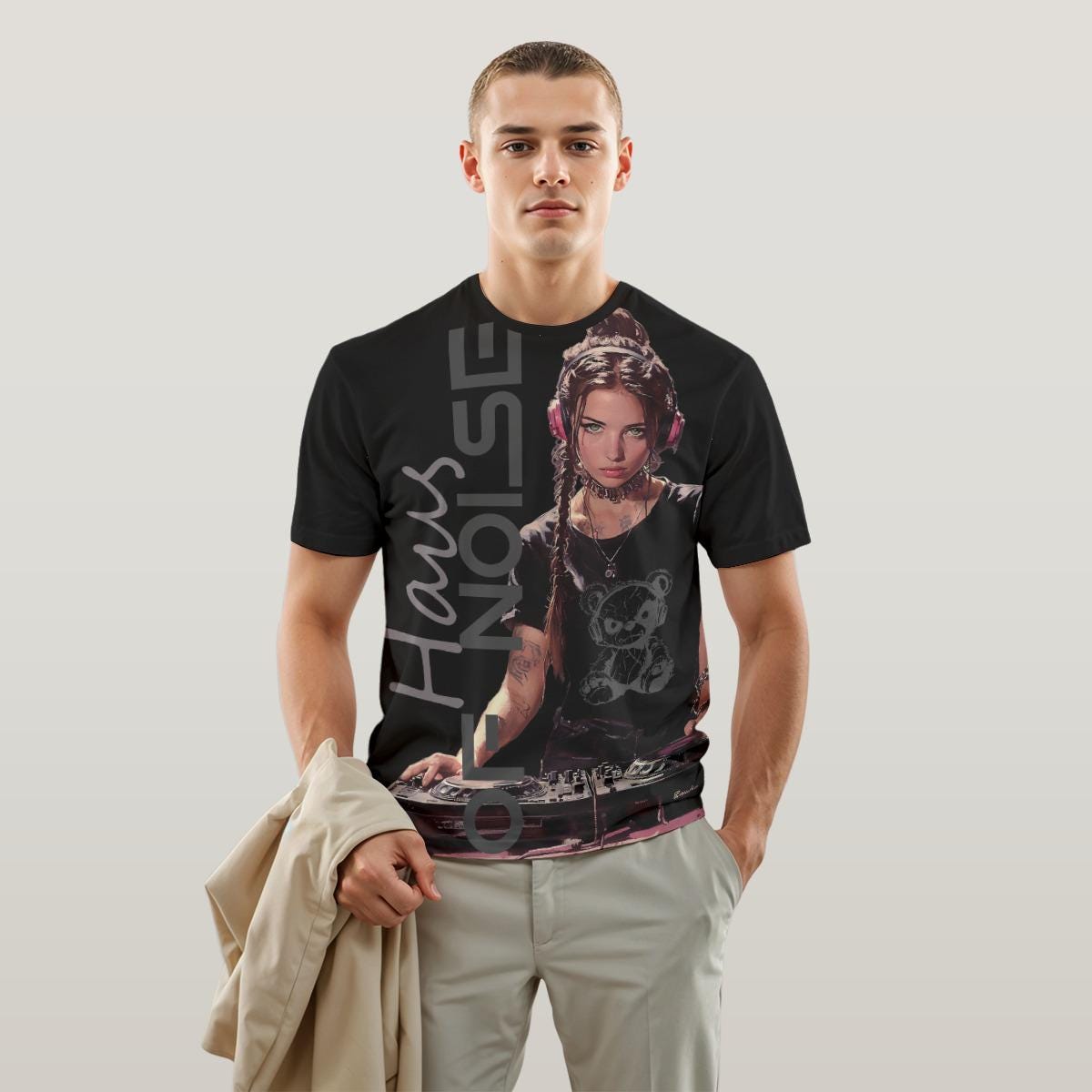 Electronic Music Unisex T-shirt - 100% Cotton - She DJ Top - Fashionable Tee - Music Enthusiast Gift