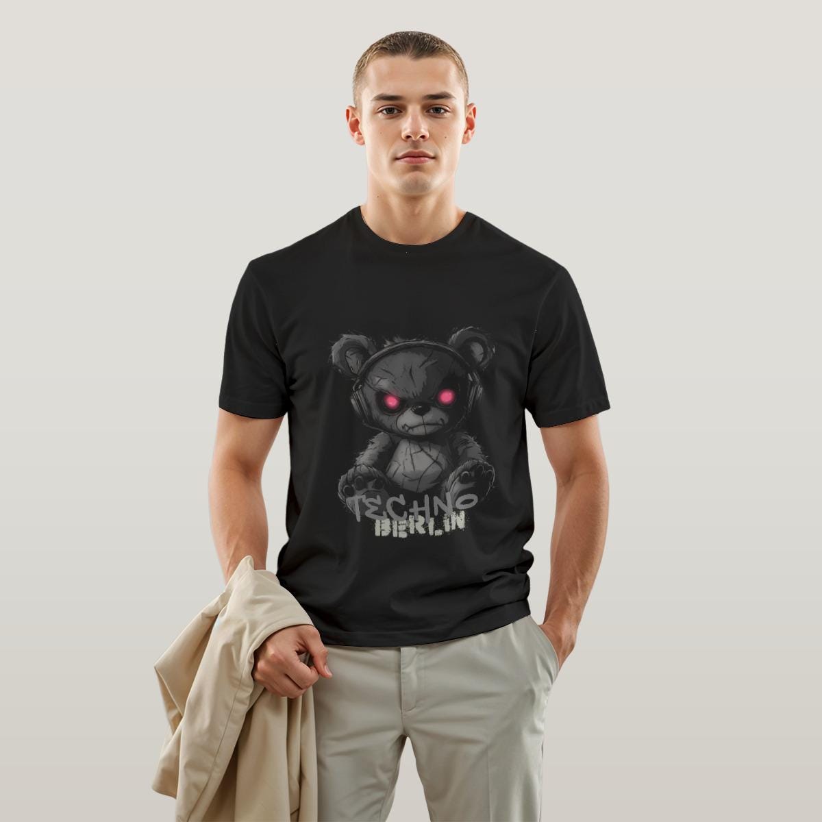 Techno Bear T-Shirt - Hard Techno Shirt - Berlin Underground Clubbing Tee - Dark Apparel - Unisex Cotton Top