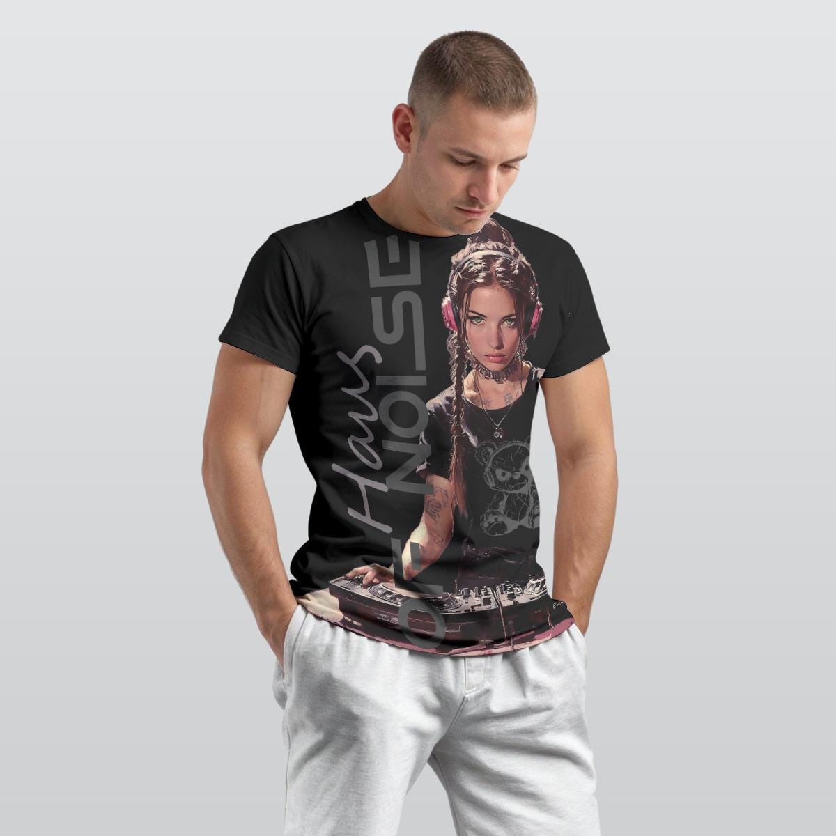 Electronic Music Unisex T-shirt - 100% Cotton - She DJ Top - Fashionable Tee - Music Enthusiast Gift