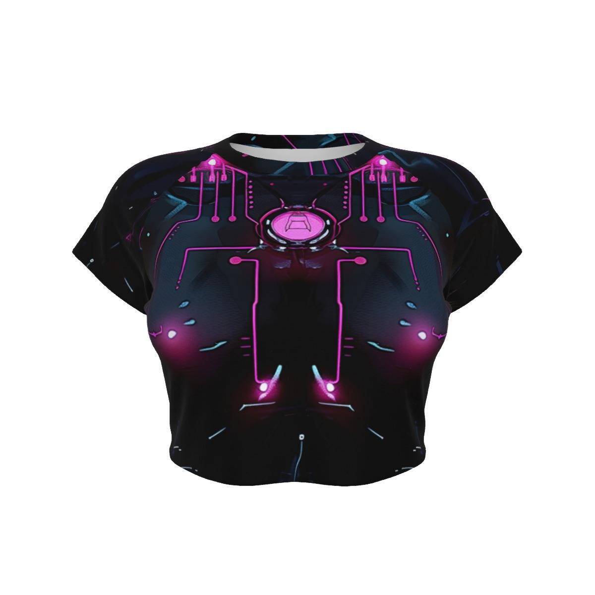 Neon Abyss Cyberpunk – Futuristic Ocean-Inspired Techwear, Cyber Streetwear, Aesthetic Vaporwave Tee Women's Raglan Cropped T-shirt