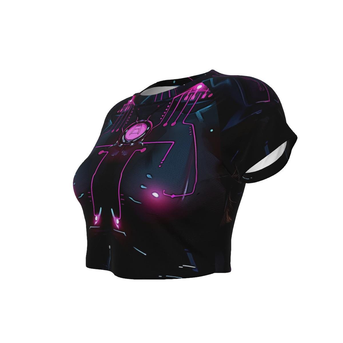 Neon Abyss Cyberpunk – Futuristic Ocean-Inspired Techwear, Cyber Streetwear, Aesthetic Vaporwave Tee Women's Raglan Cropped T-shirt