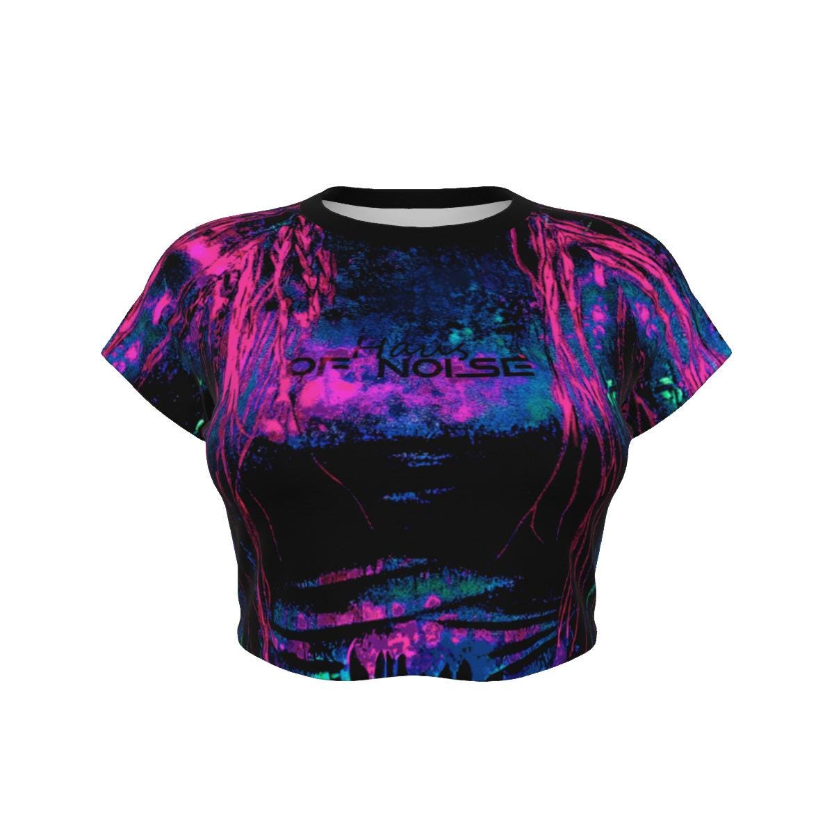 Neon Rave Raglan Crop Top - Cropped T-Shirt for Festivals - Party Shirt - Dance Wear - Rave Fashion