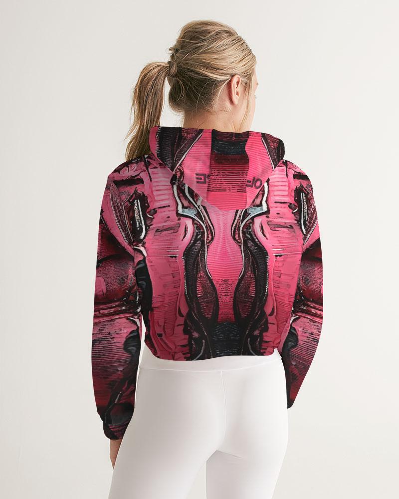 Neon Pulse Cropped Cyberpunk Tech Hoodie, Electric Pink Hoodie, Woman Hoodie, Cropped Sweater, Futuristic Style