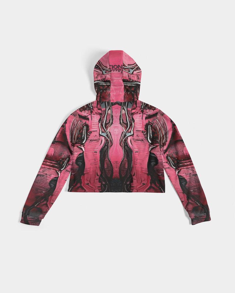Neon Pulse Cropped Cyberpunk Tech Hoodie, Electric Pink Hoodie, Woman Hoodie, Cropped Sweater, Futuristic Style