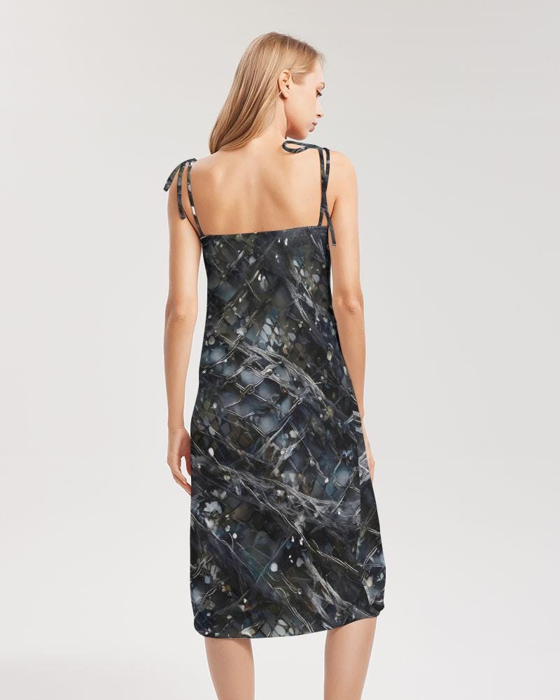 Womens Strap Split Dress,Cyber Floral Fashion, Minimal Techno Clubbing Dress, Unique Design Dress