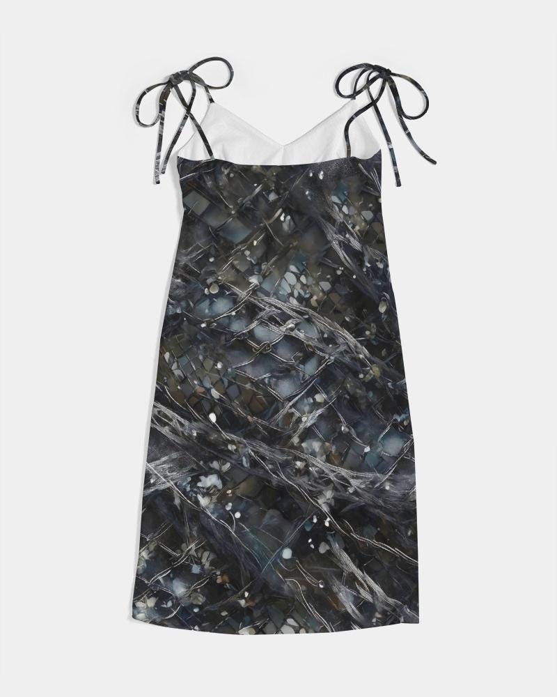 Womens Strap Split Dress,Cyber Floral Fashion, Minimal Techno Clubbing Dress, Unique Design Dress
