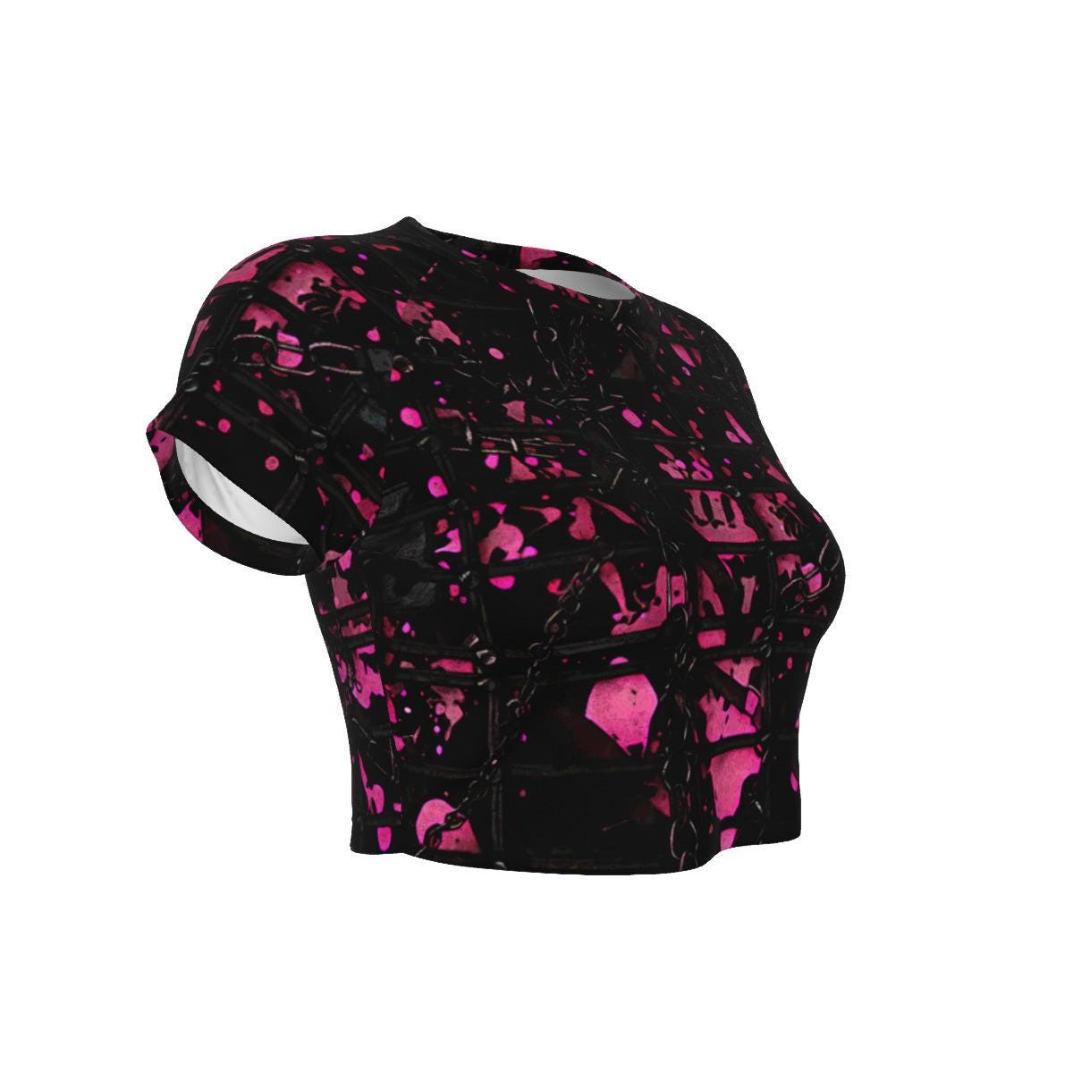 Cropped Raglan T-Shirt - Ravekink Style - Techno Clubwear - Underground Club - Rave Fashion Top - Party Wear