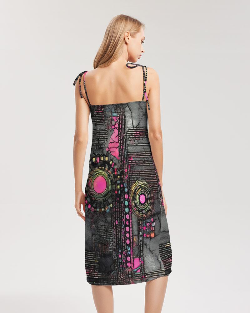 Ladies Tie Strap Split Dress, Trendy Streetwear, Cyberpunk Rave Fashion, Evening Wear, Party Dress