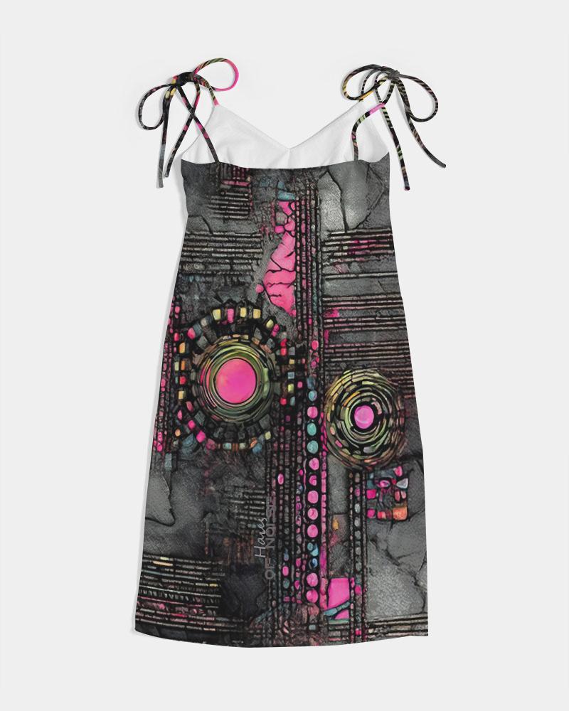 Ladies Tie Strap Split Dress, Trendy Streetwear, Cyberpunk Rave Fashion, Evening Wear, Party Dress