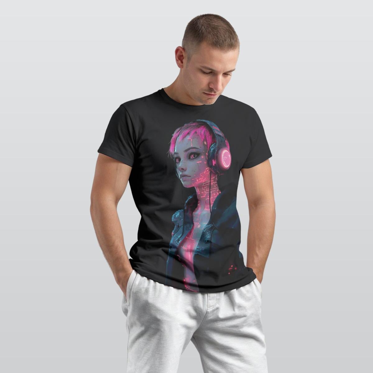Cyberpunk Girl T-Shirt - Rave Techno Apparel - Berlin Unisex Tee - Underground Clubbing Shirt - Headphones Design
