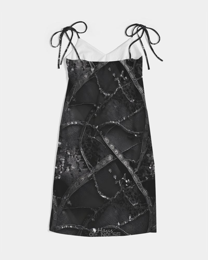 Womens Strap Split Dress, Dark Black Gothic Fashion, Minimal Techno Clubbing Dress, Unique Design Dress