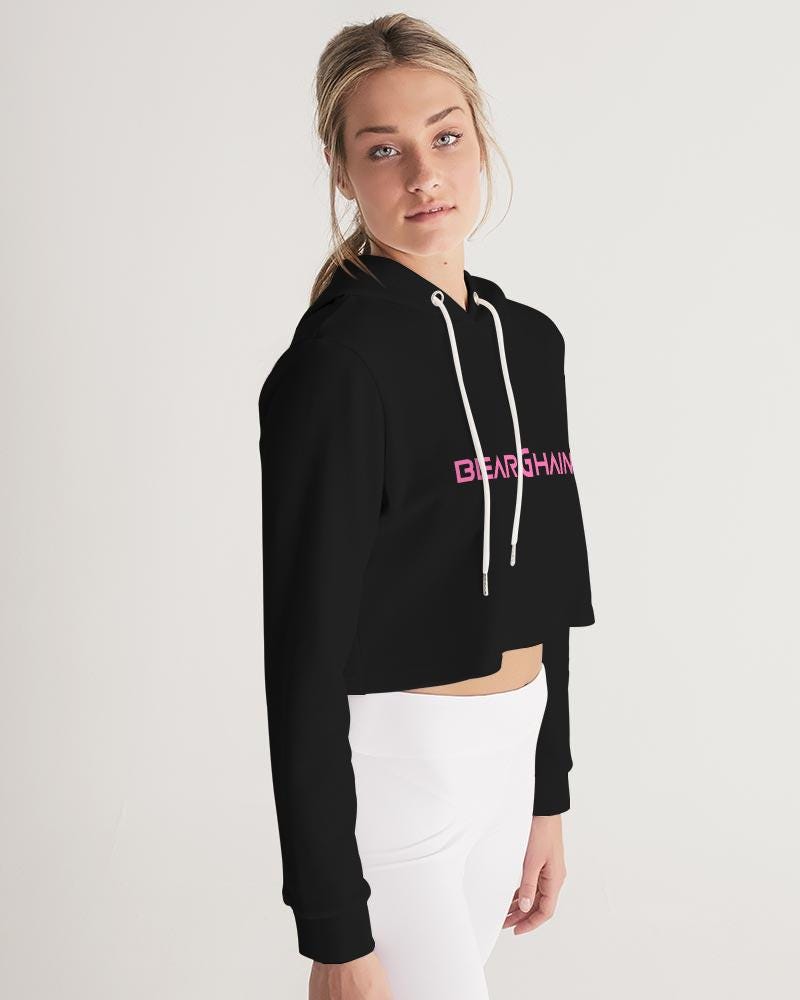 BEARGHAIN Pink Cropped Hoodie, Women's Techno Streetwear, Berlin Rave Clubwear, Festival Outfit, DJ Apparel