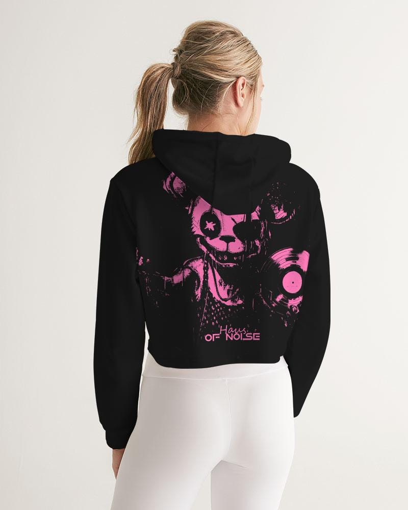 BEARGHAIN Pink Cropped Hoodie, Women's Techno Streetwear, Berlin Rave Clubwear, Festival Outfit, DJ Apparel