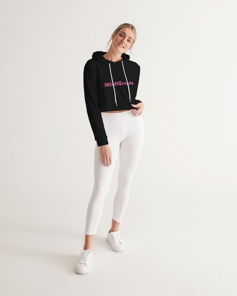 BEARGHAIN Pink Cropped Hoodie, Women's Techno Streetwear, Berlin Rave Clubwear, Festival Outfit, DJ Apparel