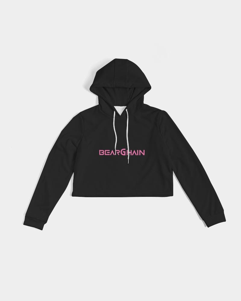 BEARGHAIN Pink Cropped Hoodie, Women's Techno Streetwear, Berlin Rave Clubwear, Festival Outfit, DJ Apparel