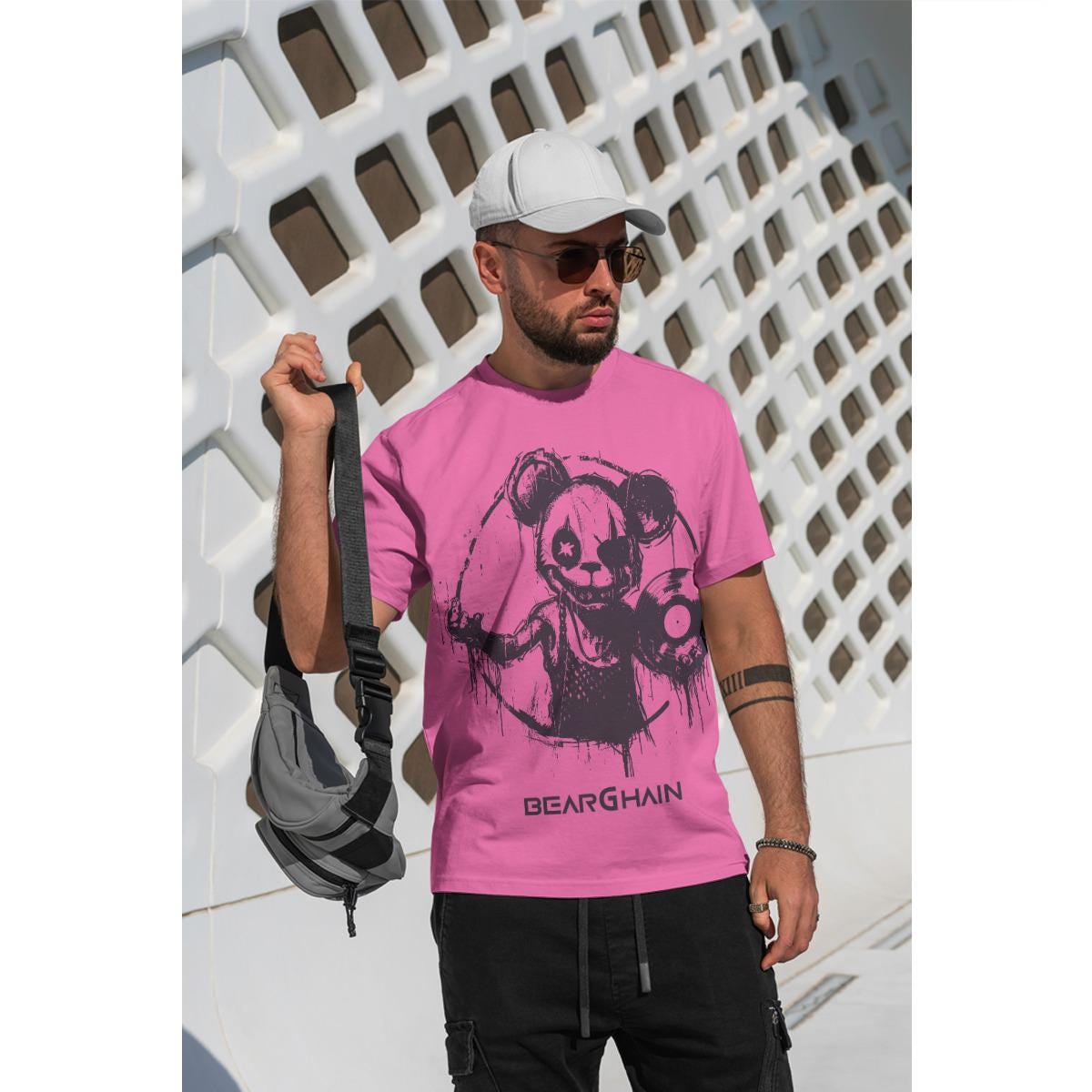 BEARGHAIN Berlin Techno T-Shirt, Unisex Cotton Clubwear, Rave Fashion, Underground Music Tee, Minimalist DJ Shirt - PINK