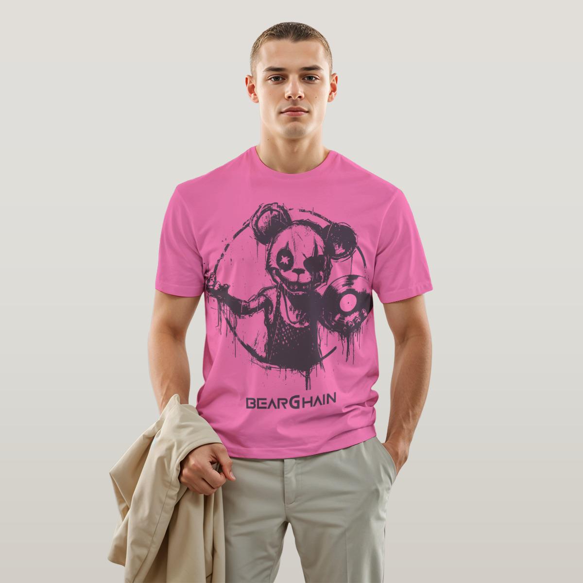 BEARGHAIN Berlin Techno T-Shirt, Unisex Cotton Clubwear, Rave Fashion, Underground Music Tee, Minimalist DJ Shirt - PINK