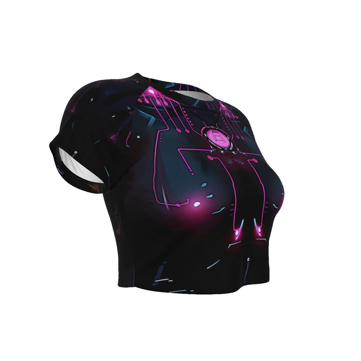 Neon Abyss Cyberpunk – Futuristic Ocean-Inspired Techwear, Cyber Streetwear, Aesthetic Vaporwave Tee Women's Raglan Cropped T-shirt