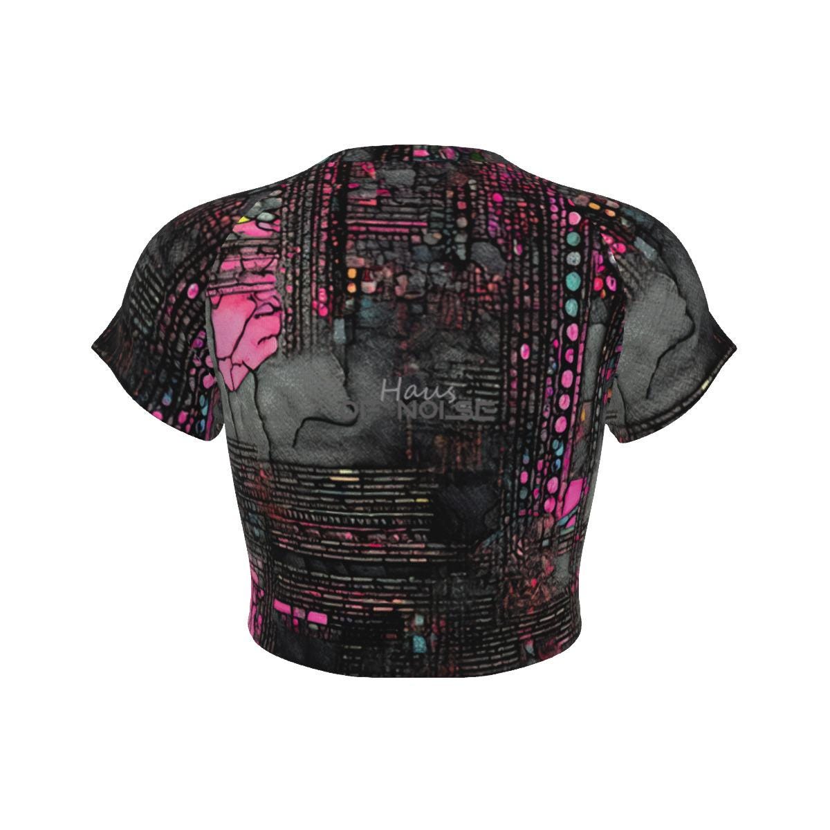 Cyberpunk Rave Attire, Colorful Streetwear, Unique Fashion, Trendy. Women's Raglan Cropped T-shirt