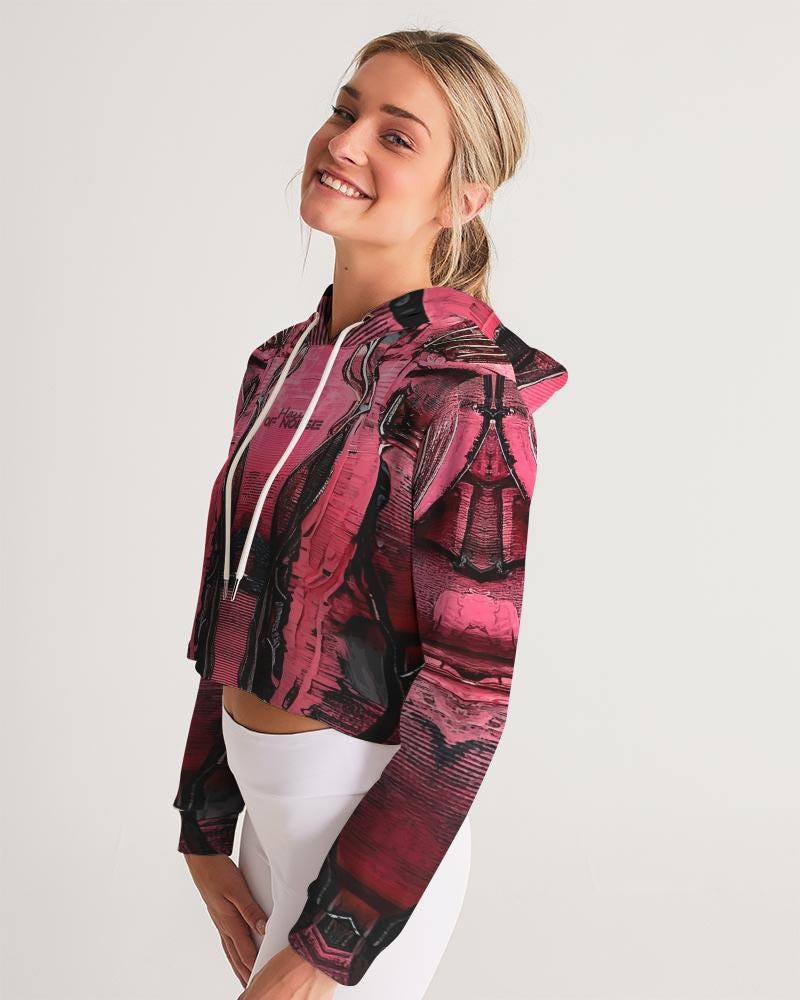 Neon Pulse Cropped Cyberpunk Tech Hoodie, Electric Pink Hoodie, Woman Hoodie, Cropped Sweater, Futuristic Style