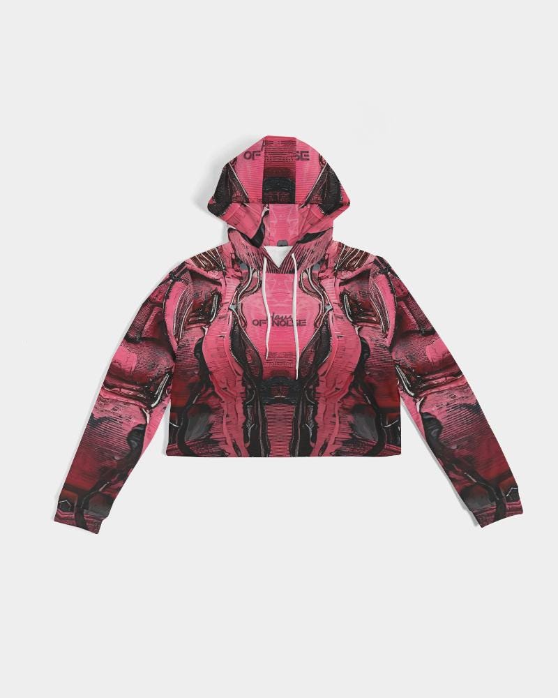 Neon Pulse Cropped Cyberpunk Tech Hoodie, Electric Pink Hoodie, Woman Hoodie, Cropped Sweater, Futuristic Style