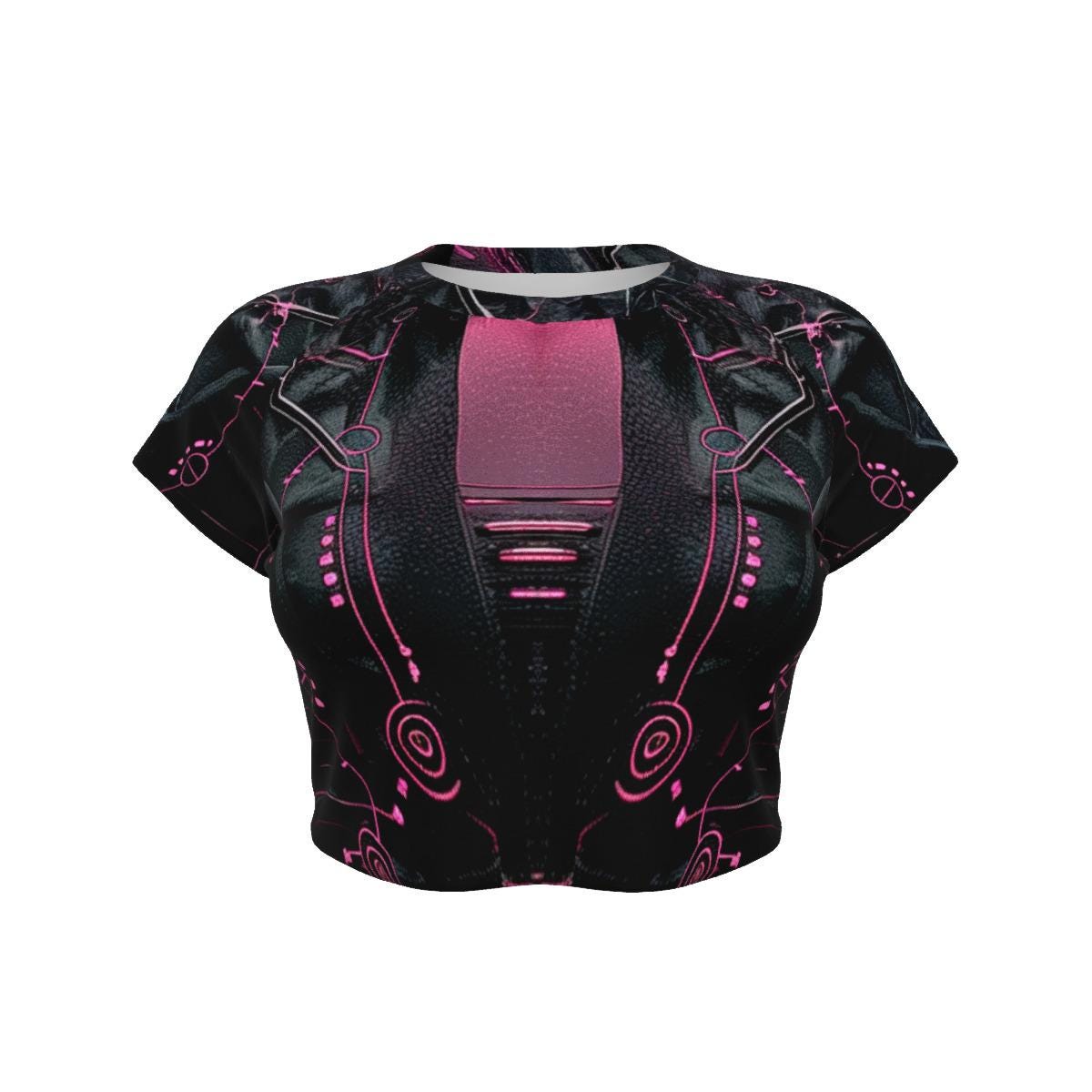 Futuristic Suit Cyberpunk – Futuristic Ocean-Inspired Techwear, Cyber Streetwear, Aesthetic Vaporwave Tee Women's Raglan Cropped T-shirt