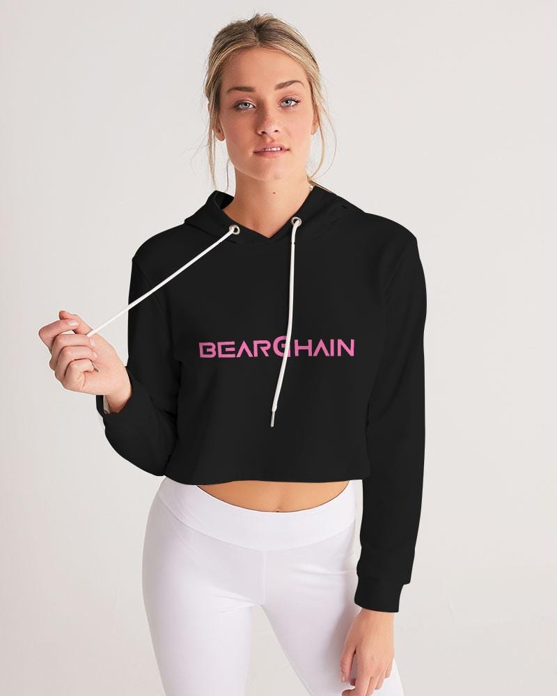 BEARGHAIN Pink Cropped Hoodie, Women's Techno Streetwear, Berlin Rave Clubwear, Festival Outfit, DJ Apparel