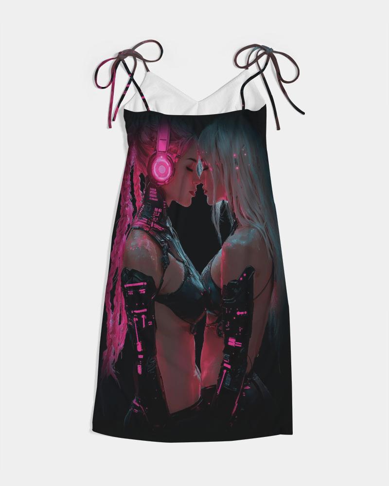Ladies Tie Strap Split Dress, Trendy Streetwear, Cyberpunk Kiss Rave Fashion, Evening Wear, Party Dress