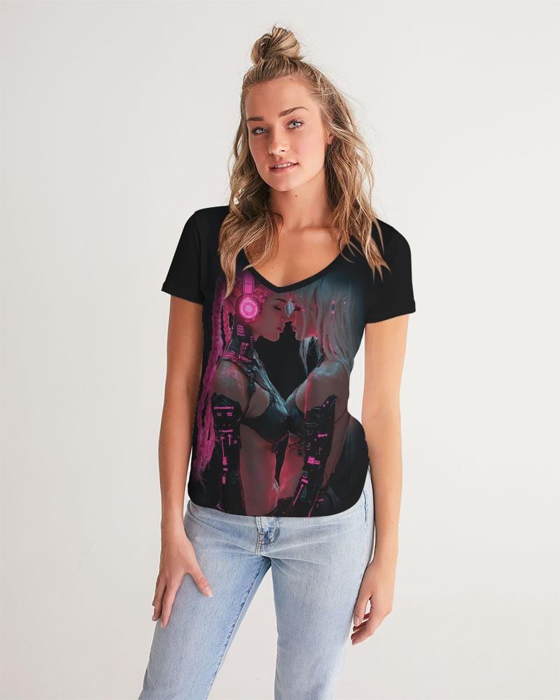 Women's Rave T-shirt, Ravekink , Cyberpunk kiss Graphics Tee, Steampunk Style, Chaotic Design, Festival T-Shirt, Burning Man Outfit