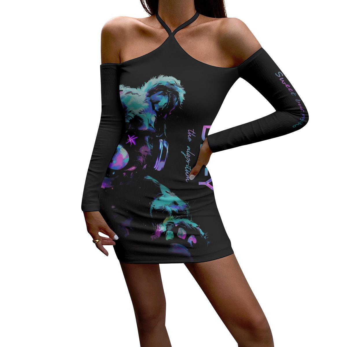 Women's Halter Lace-Up Dress -Defy the Algorithm - Sweet but sexy Techno Fashion - Party Outfit - Night Out Dress - Dancewear