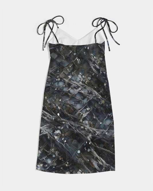 Womens Strap Split Dress,Cyber Floral Fashion, Minimal Techno Clubbing Dress, Unique Design Dress